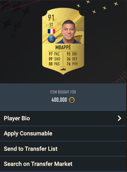Mbappe fifa player snipe