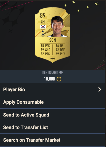 Son fifa player snipe