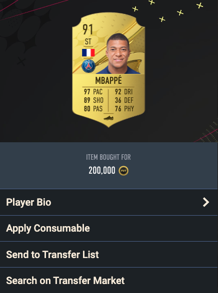 Mbappe fifa player snipe